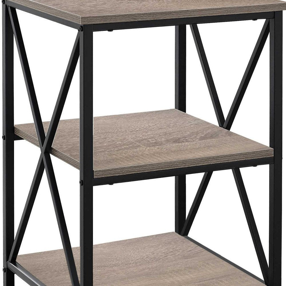 Rectangular Dark Taupe Black Metal Accent Table - 26-inch