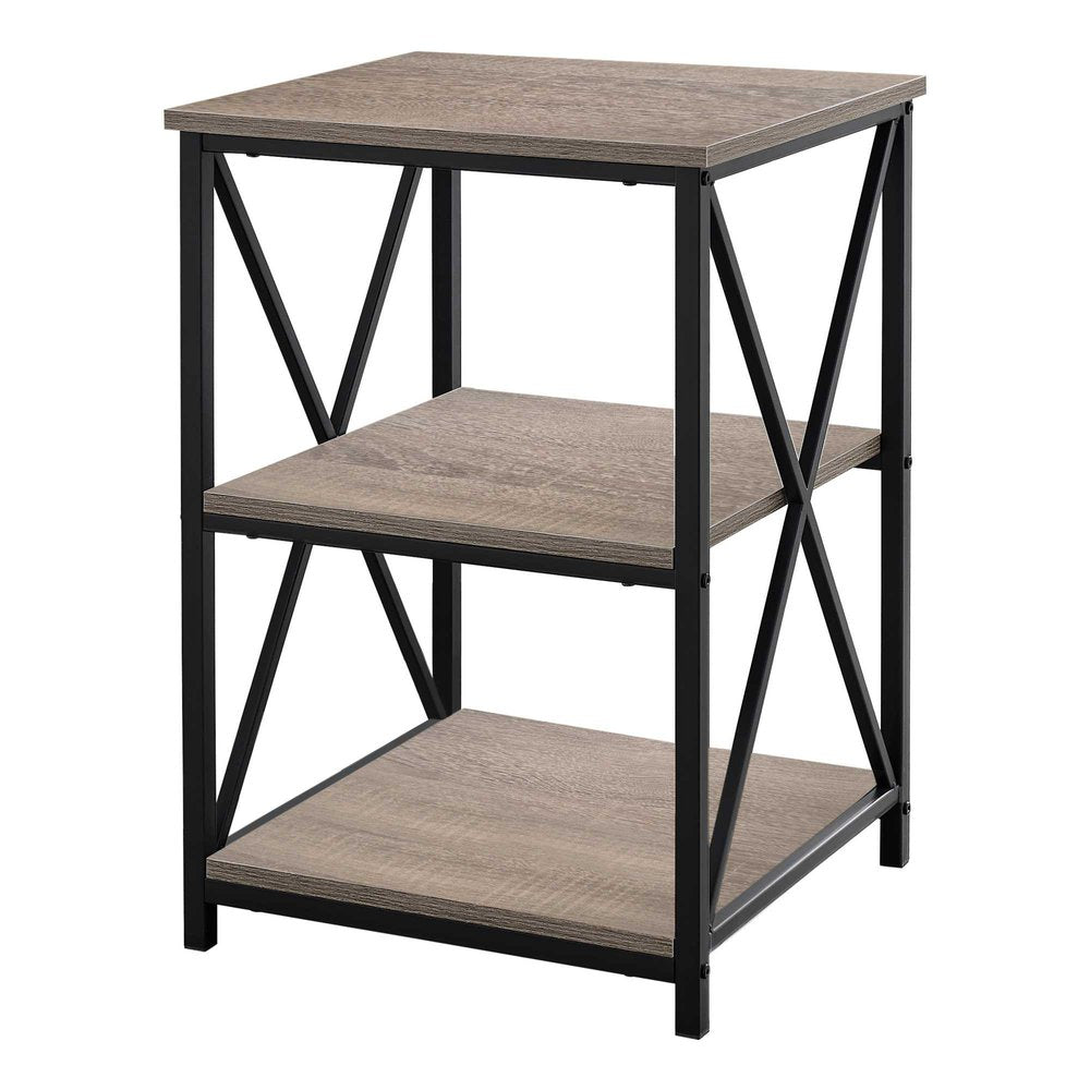 Rectangular Dark Taupe Black Metal Accent Table - 26-inch