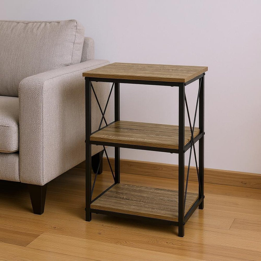 Rectangular Dark Taupe Black Metal Accent Table - 26-inch
