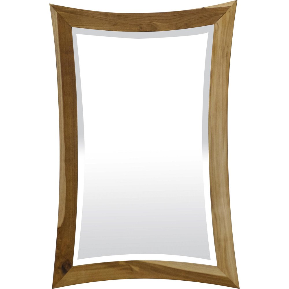 Brown Abstract Wood Framed Bathroom Vanity Mirror - 35-inch