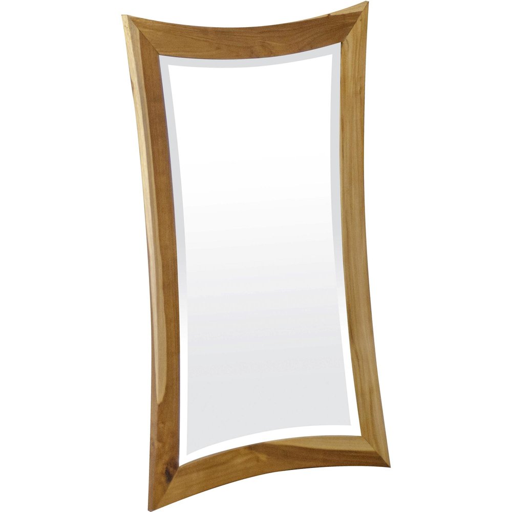 Brown Abstract Wood Framed Bathroom Vanity Mirror - 35-inch