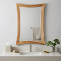 Brown Abstract Wood Framed Bathroom Vanity Mirror - 35-inch