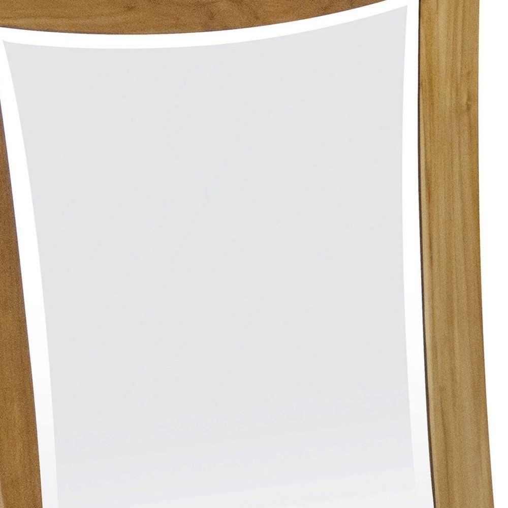 Brown Abstract Wood Framed Bathroom Vanity Mirror - 35-inch