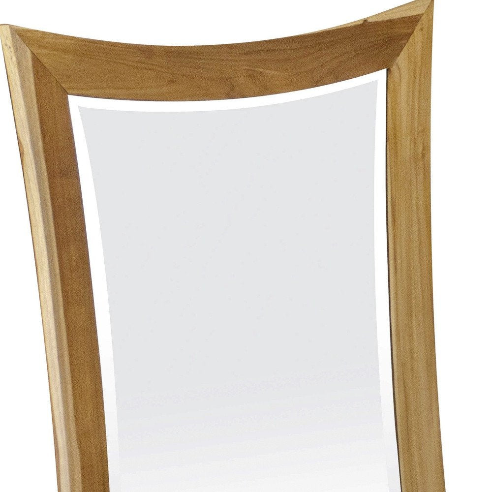 Brown Abstract Wood Framed Bathroom Vanity Mirror - 35-inch