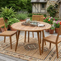 Natural Rounded Solid Wood Outdoor Dining Table - 36-inch