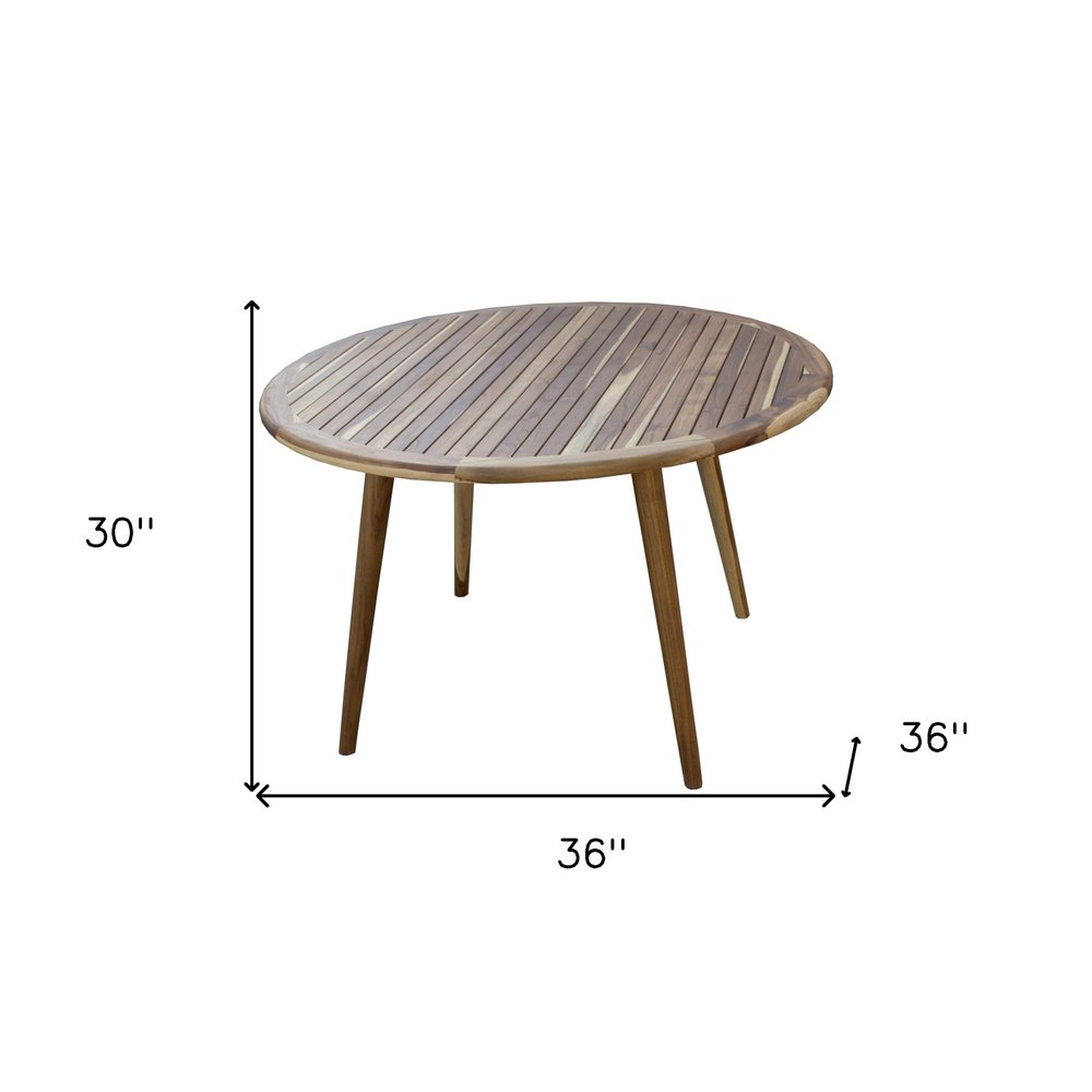 Natural Rounded Solid Wood Outdoor Dining Table - 36-inch