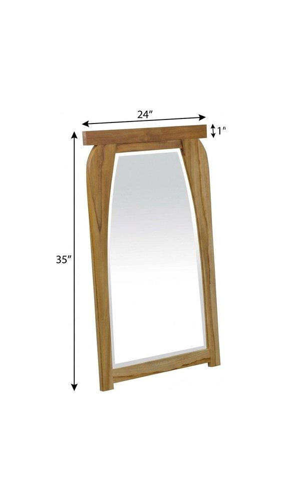 Natural Solid Wood Framed Accent Mirror - 35-inch