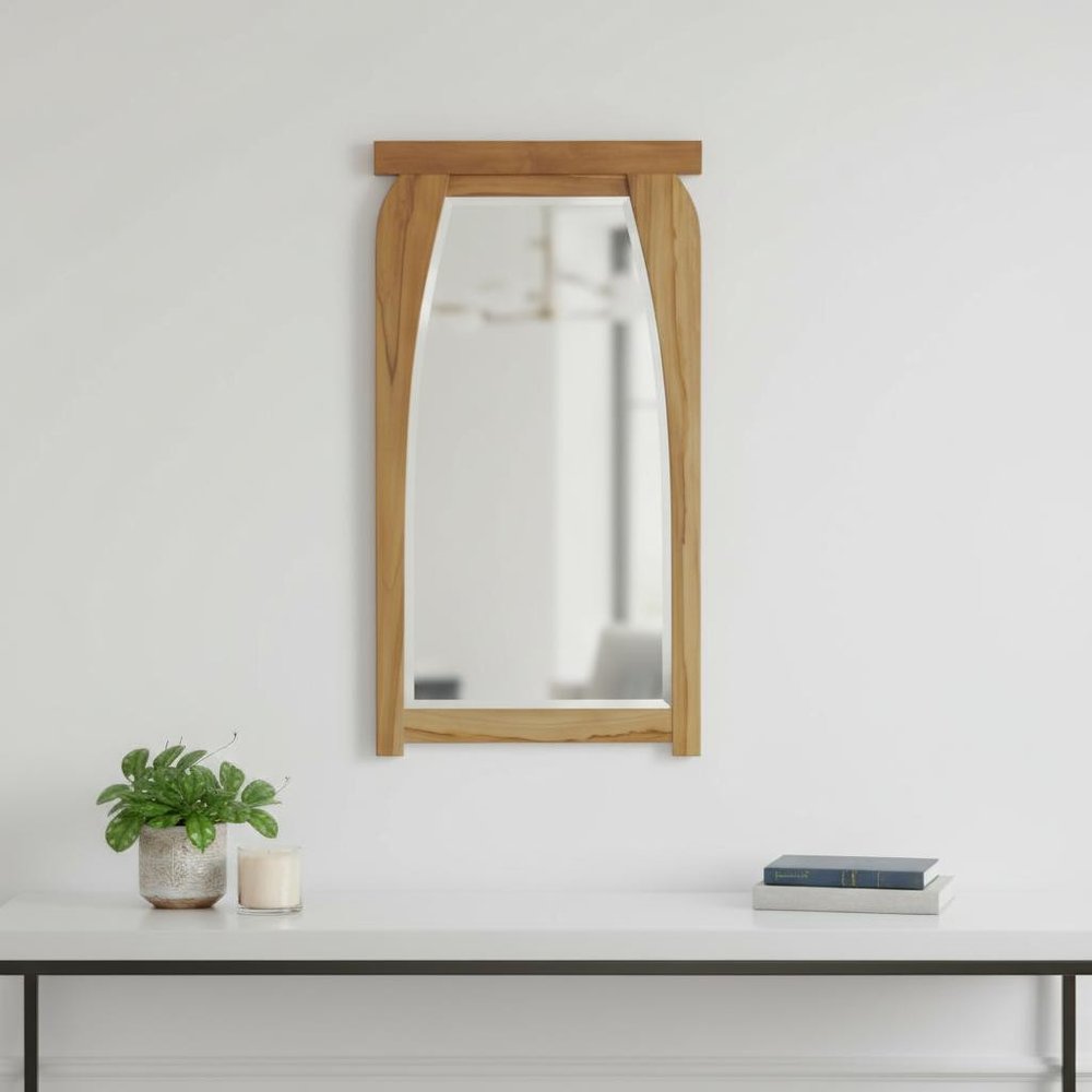 Natural Solid Wood Framed Accent Mirror - 35-inch