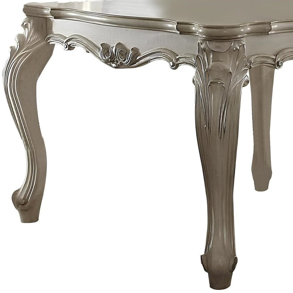 Antiqued White Solid Wood and Solid Manufactured Wood Dining Table - 55-inch
