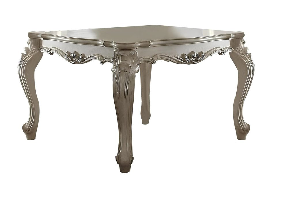Antiqued White Solid Wood and Solid Manufactured Wood Dining Table - 55-inch