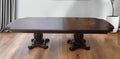 Brown Solid Wood and Solid Manufactured Wood Double Pedestal Base Dining Table