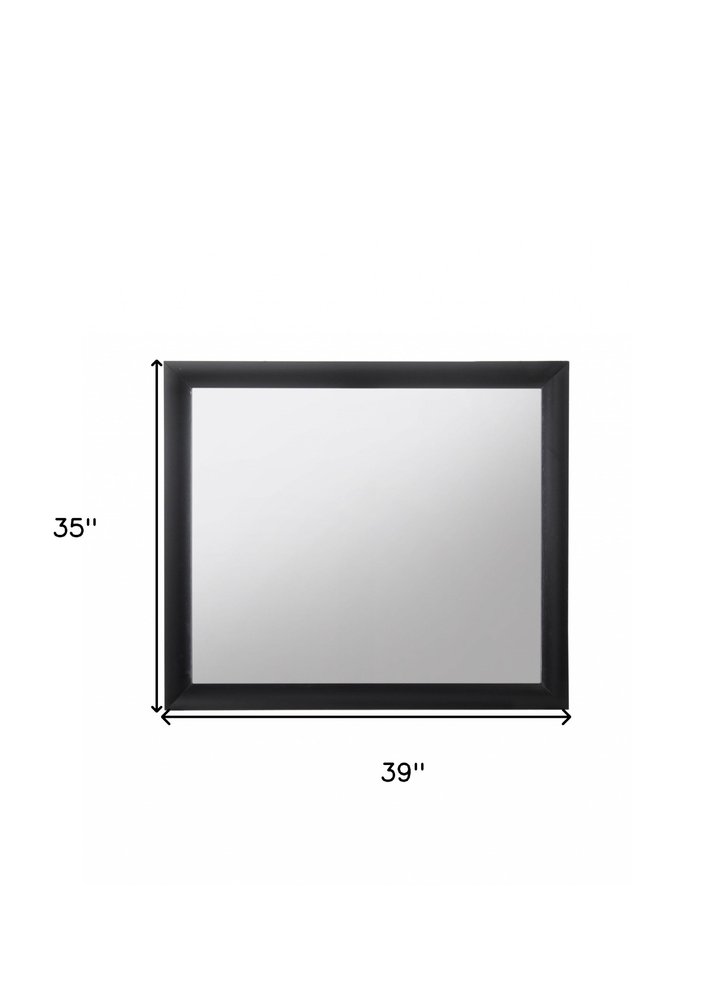 Black Square Wood Framed Mounted Dresser Mirror - 35-inch