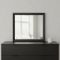 Black Square Wood Framed Mounted Dresser Mirror - 35-inch