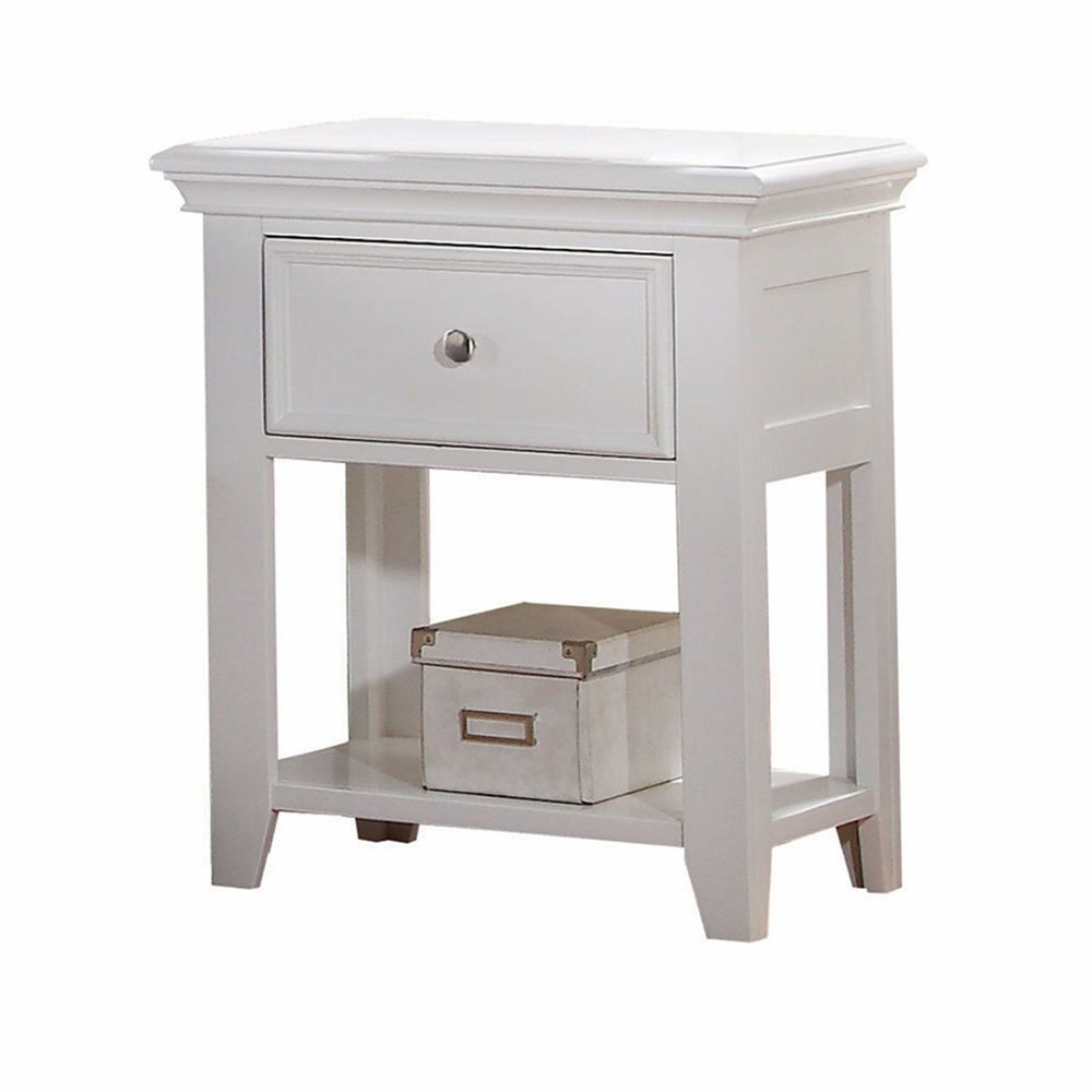 White One Drawer Nightstand - 27-inch