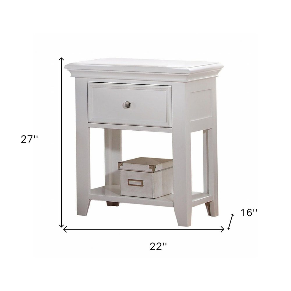 White One Drawer Nightstand - 27-inch