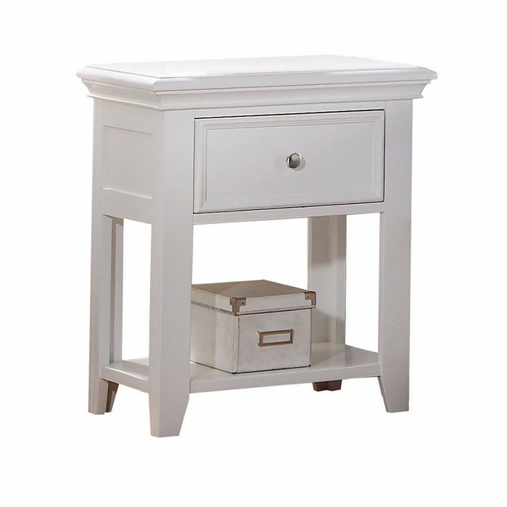 White One Drawer Nightstand - 27-inch