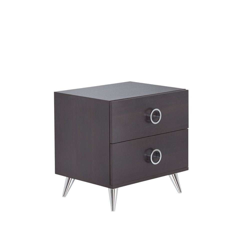 Silver and Espresso End Table with Two Drawers - 20-inch