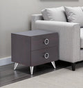 Silver and Espresso End Table with Two Drawers - 20-inch