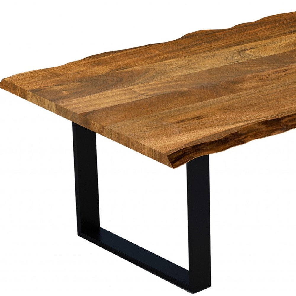 Brown and Black Solid Wood Sled Base Dining Table - 63-inch