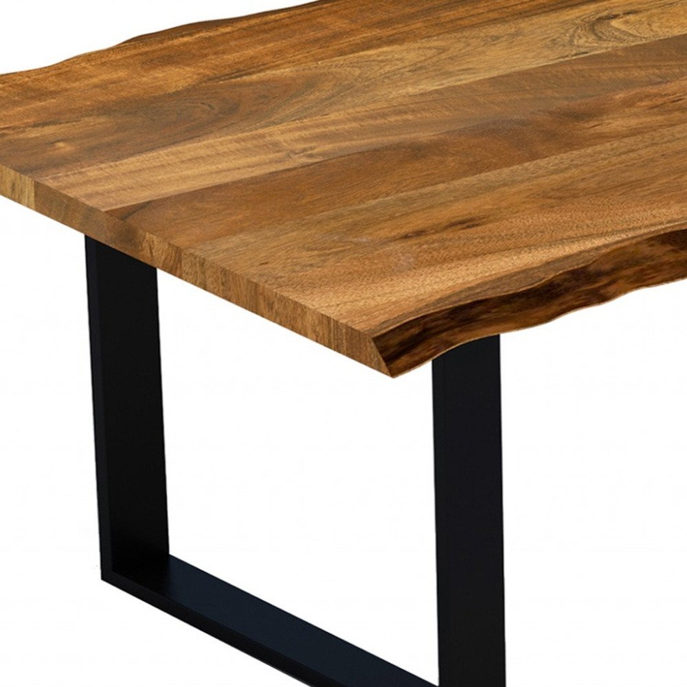 Brown and Black Solid Wood Sled Base Dining Table - 63-inch