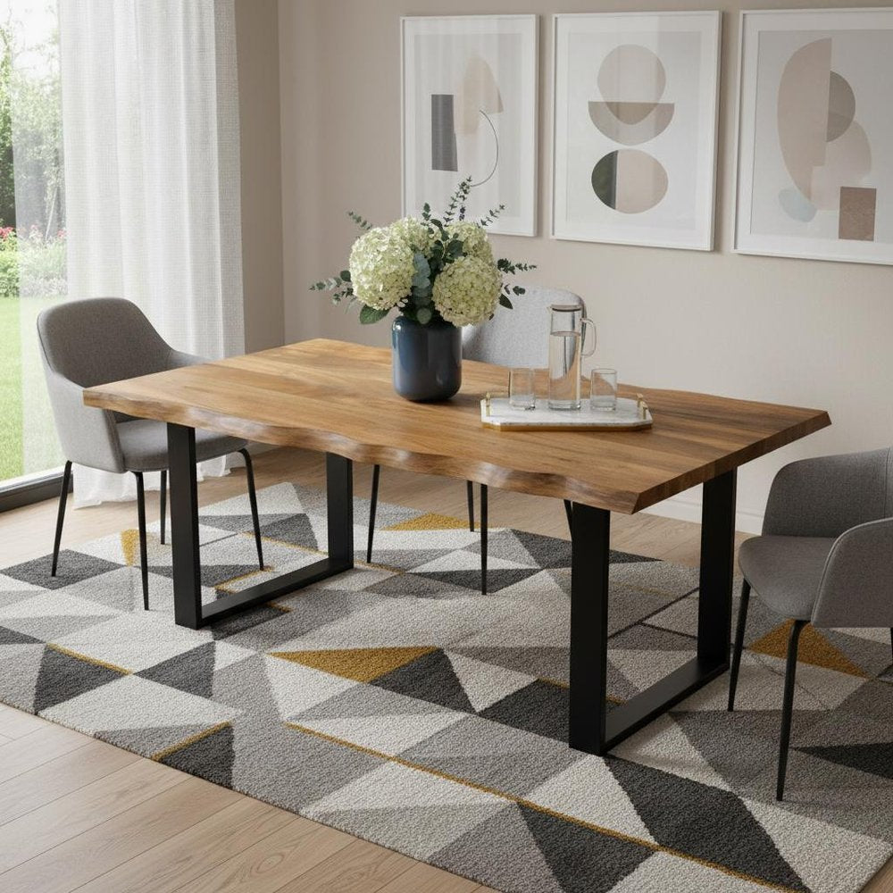 Brown and Black Solid Wood Sled Base Dining Table - 63-inch