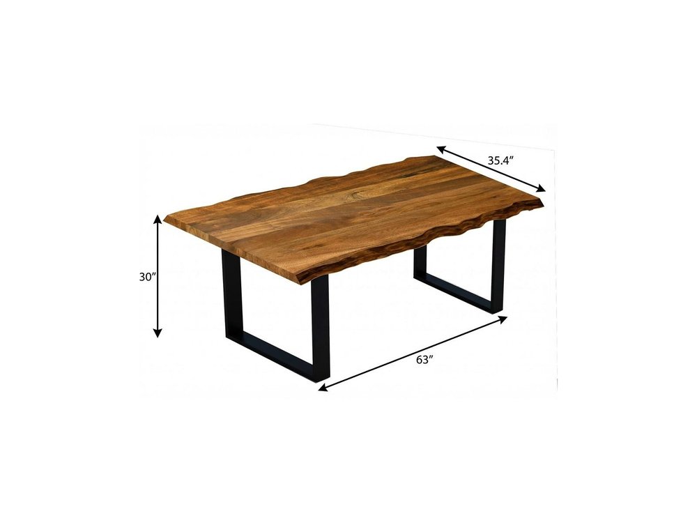 Brown and Black Solid Wood Sled Base Dining Table - 63-inch