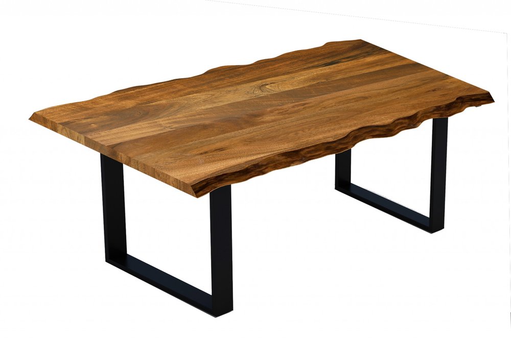 Brown and Black Solid Wood Sled Base Dining Table - 68-inch