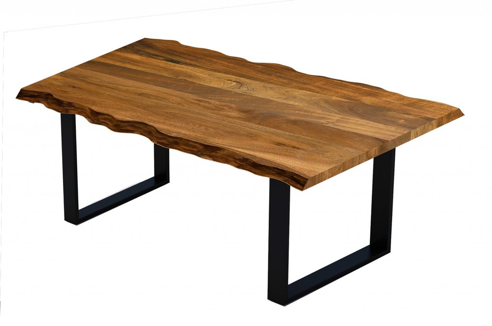 Brown and Black Solid Wood Sled Base Dining Table - 68-inch