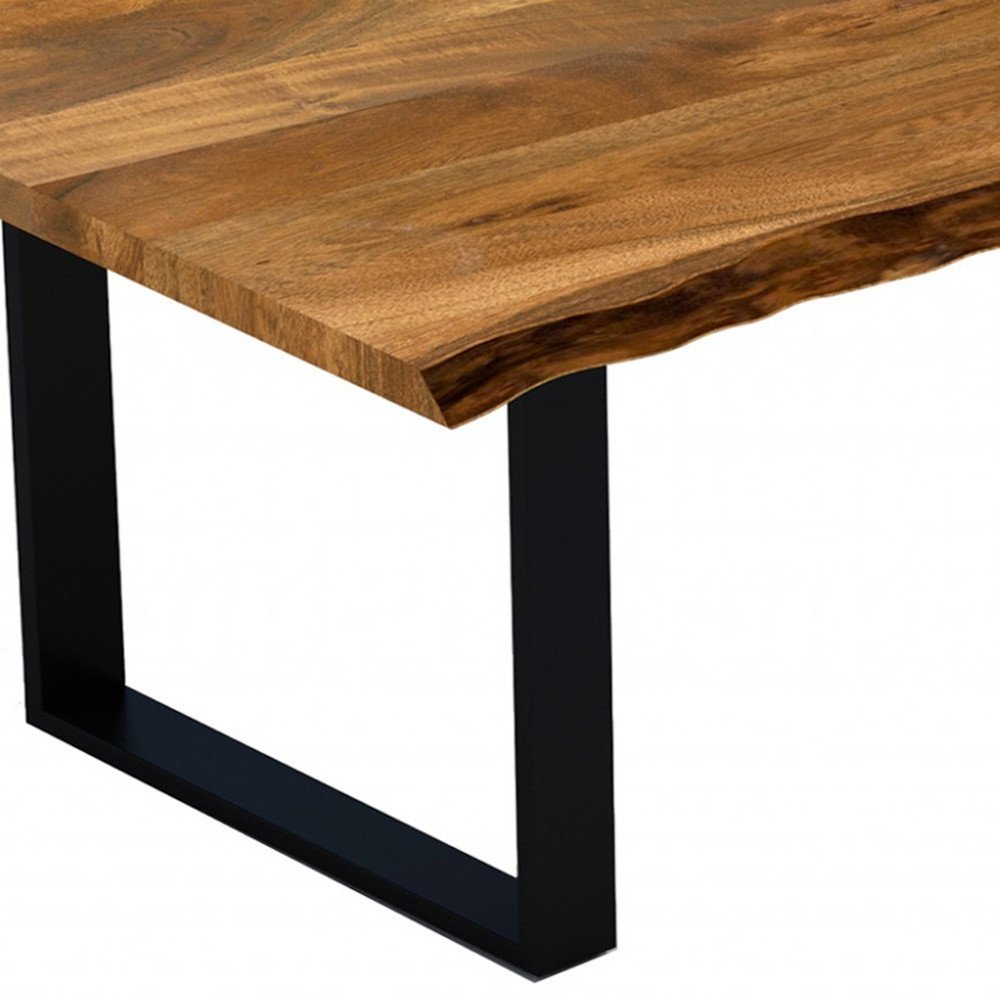 Brown and Black Solid Wood Sled Base Dining Table - 68-inch