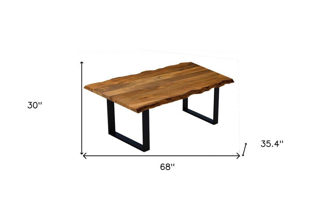 Brown and Black Solid Wood Sled Base Dining Table - 68-inch