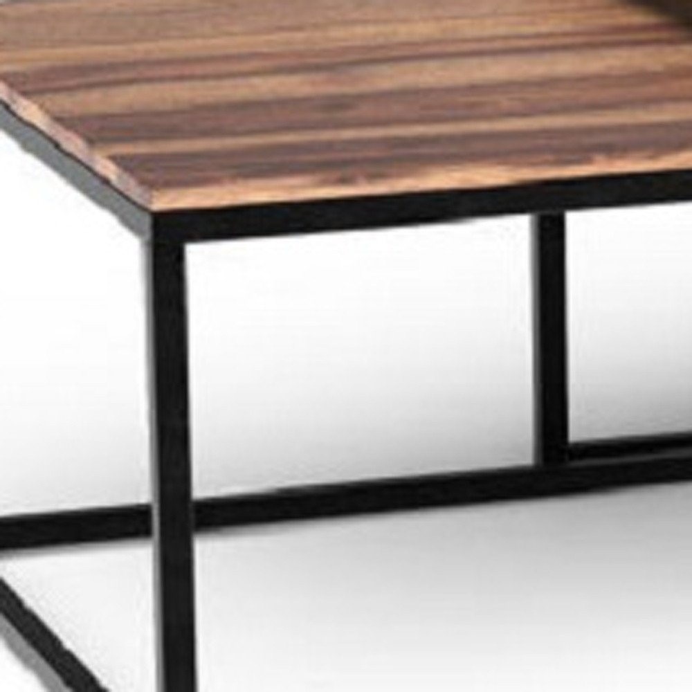 Brown and Black Solid Wood and Iron Square Coffee Table - 30-inch