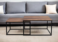 Brown and Black Solid Wood and Iron Square Coffee Table - 30-inch