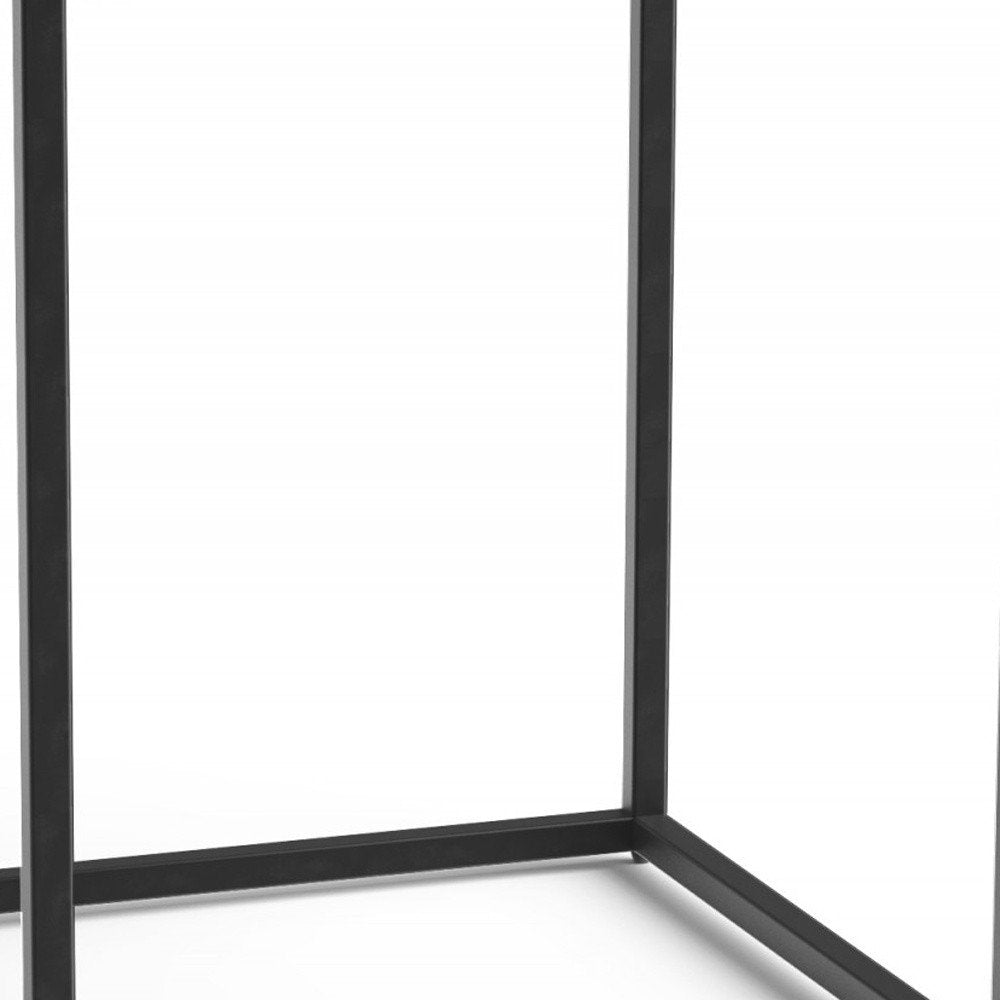 Black and Brown Solid Wood and Iron Square End Table - 24-inch