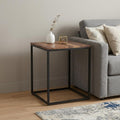 Black and Brown Solid Wood and Iron Square End Table - 24-inch