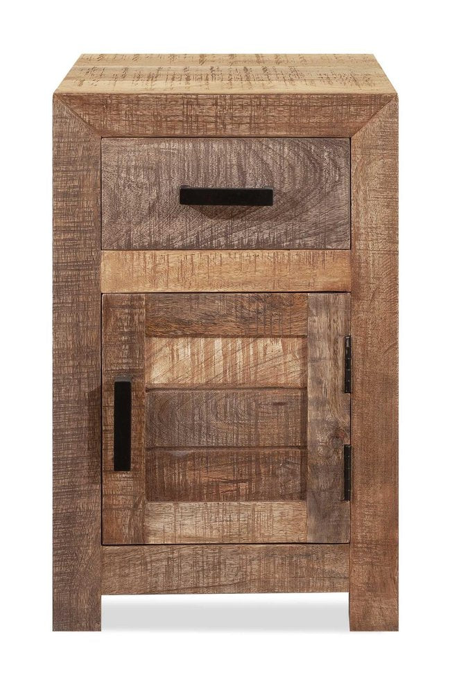 Brown Solid Wood Square End Table with Drawer - 26-inch