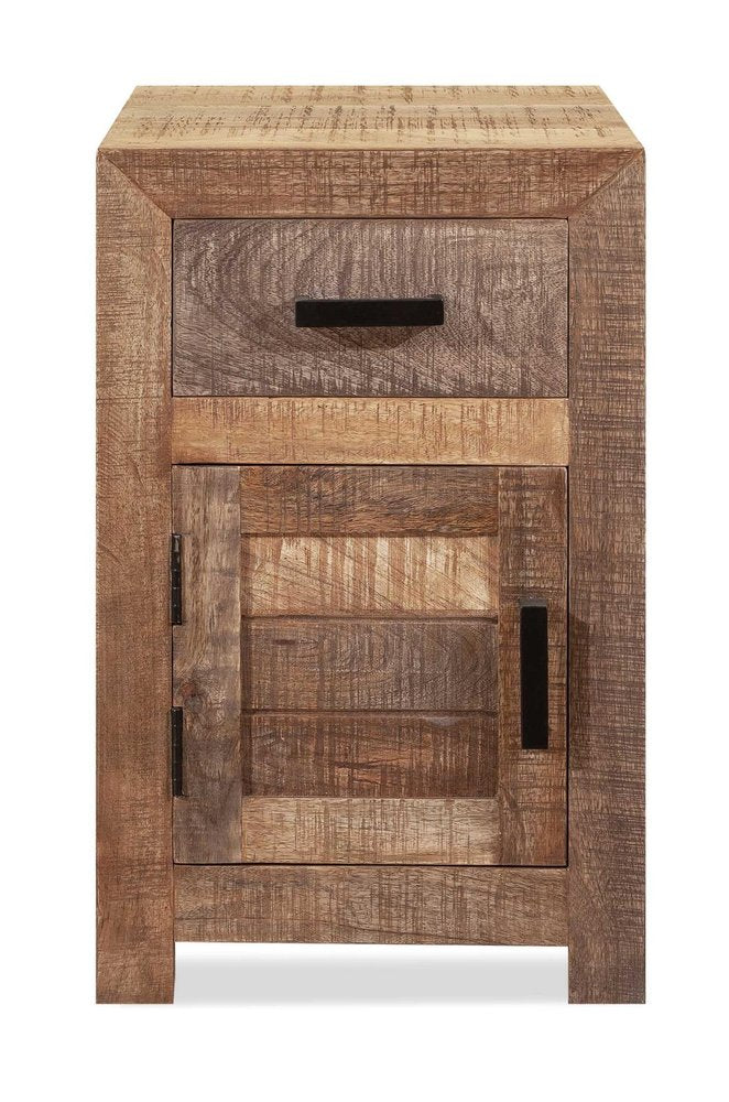 Brown Solid Wood Square End Table with Drawer - 26-inch