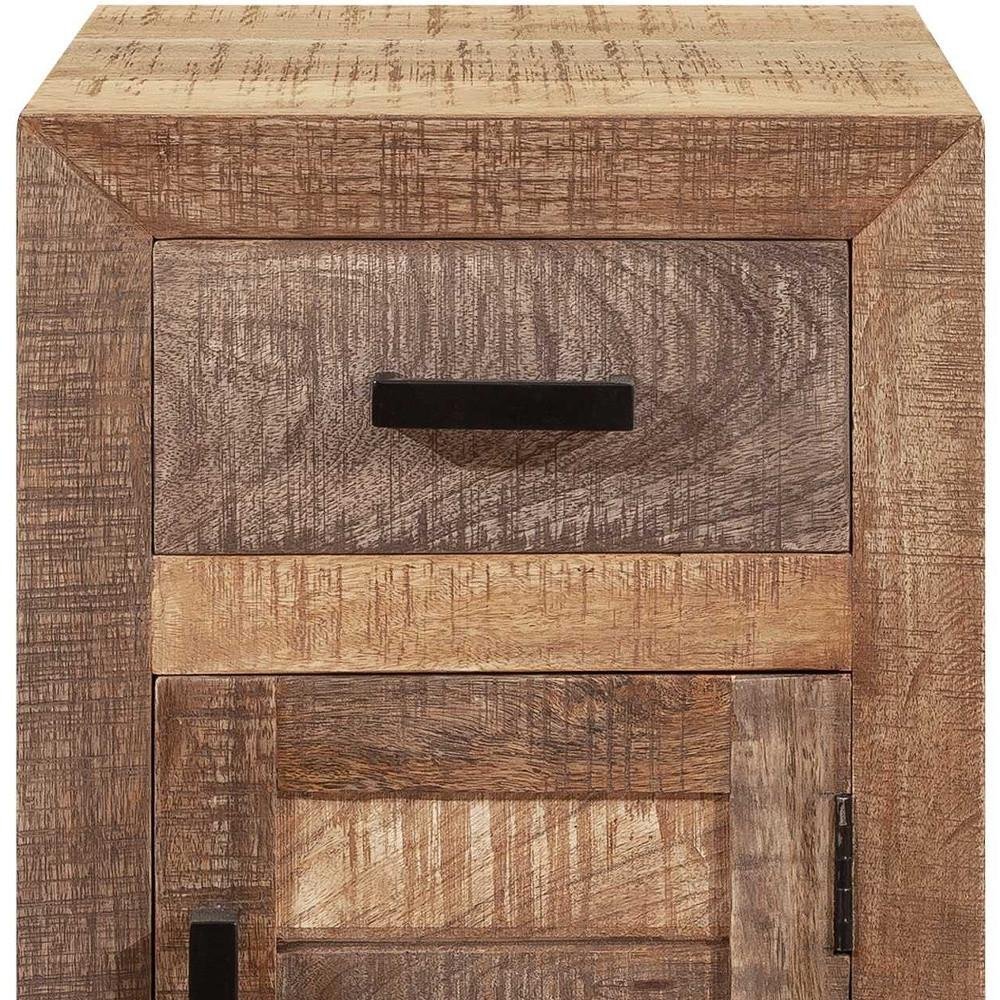 Brown Solid Wood Square End Table with Drawer - 26-inch