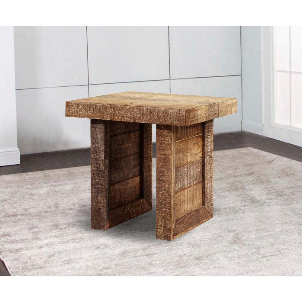 Brown Solid Wood Square End Table - 20-inch