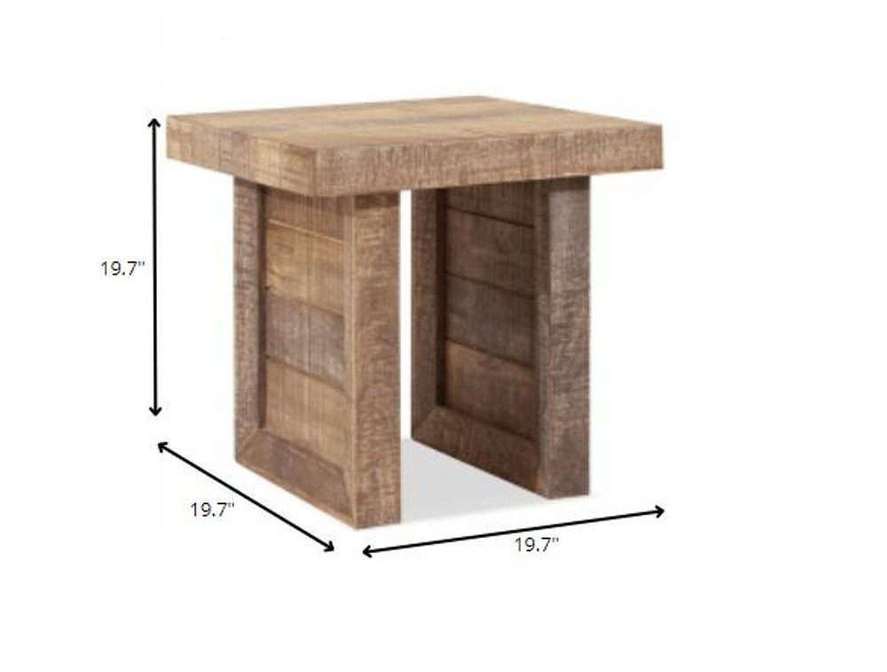 Brown Solid Wood Square End Table - 20-inch