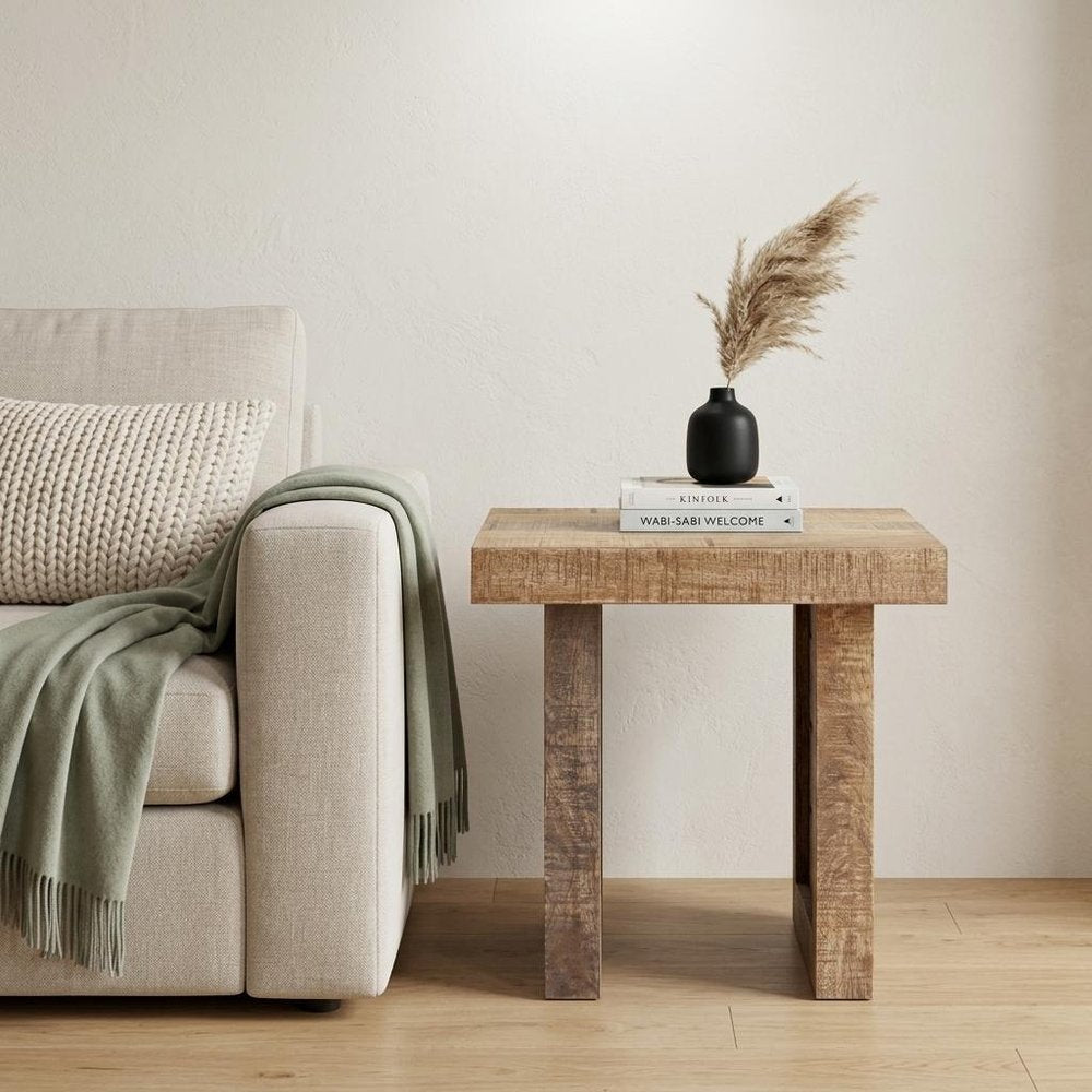 Brown Solid Wood Square End Table - 20-inch