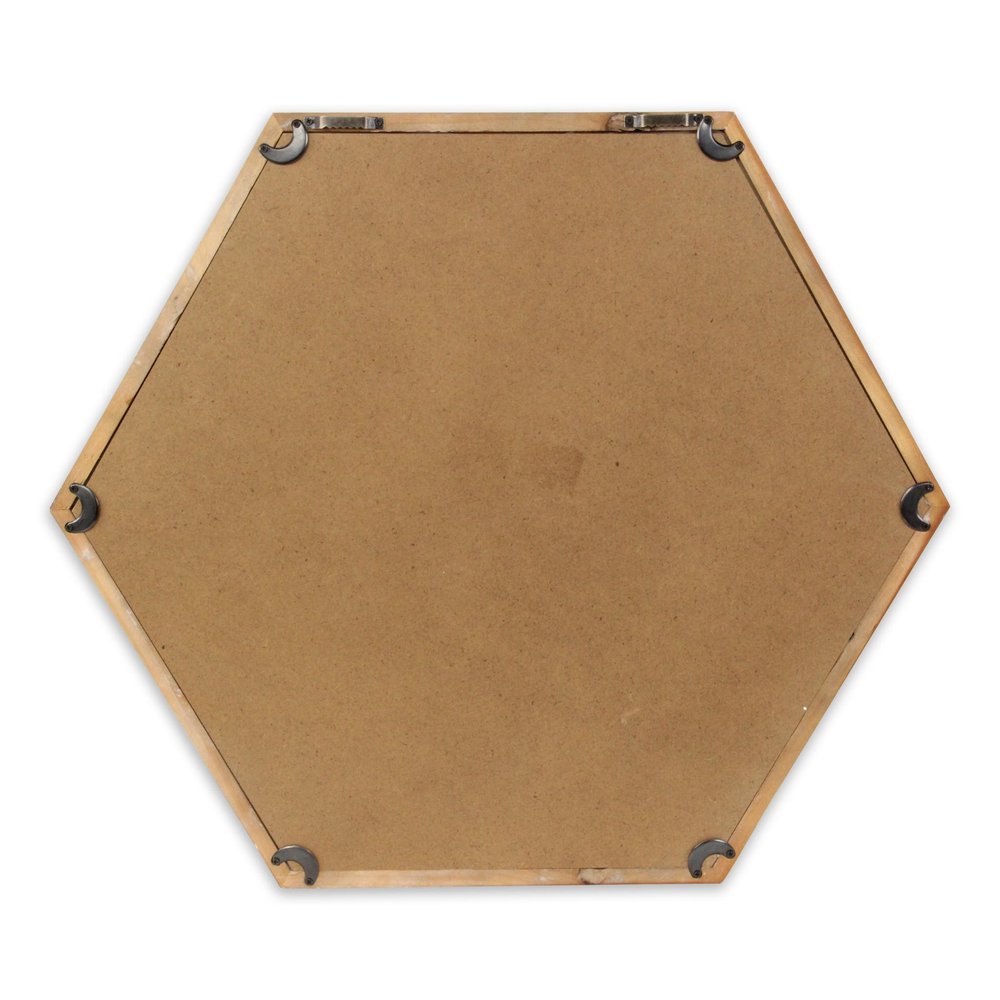 Brown Hexagon Wood Framed Accent Mirror - 21-inch