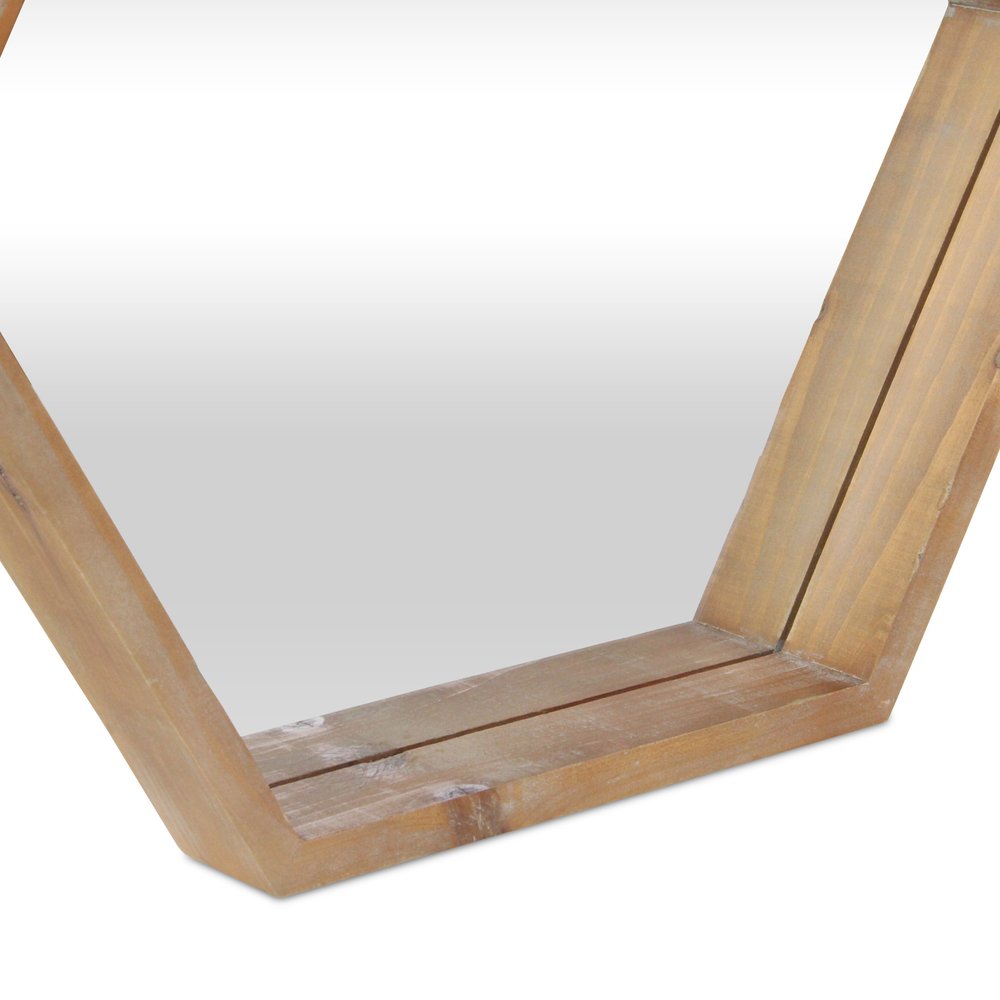 Brown Hexagon Wood Framed Accent Mirror - 21-inch