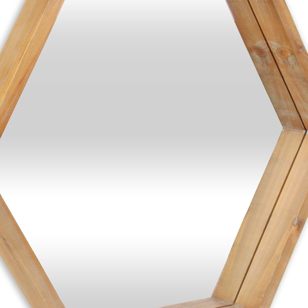 Brown Hexagon Wood Framed Accent Mirror - 21-inch