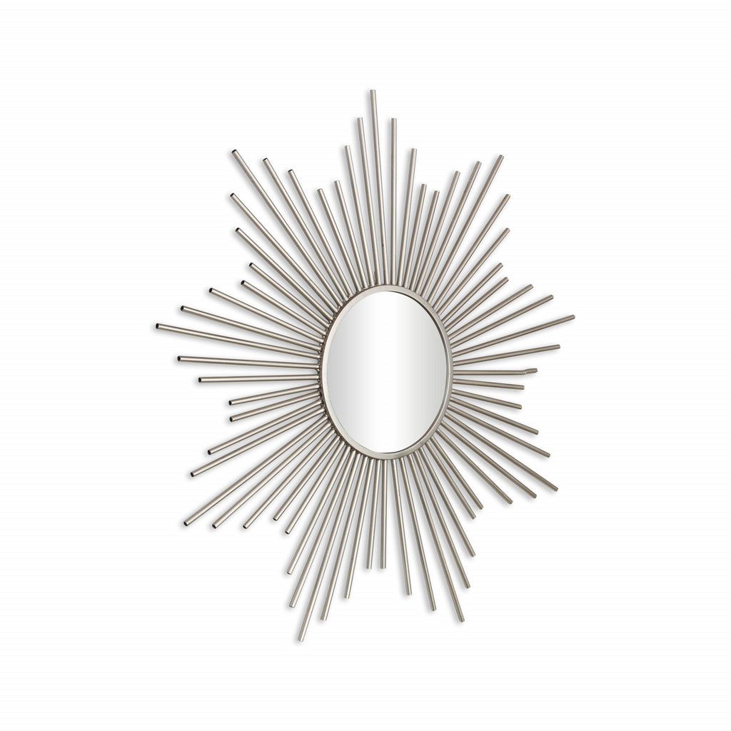 Silver Metal Sunburst Framed Accent Mirror - 32-inch