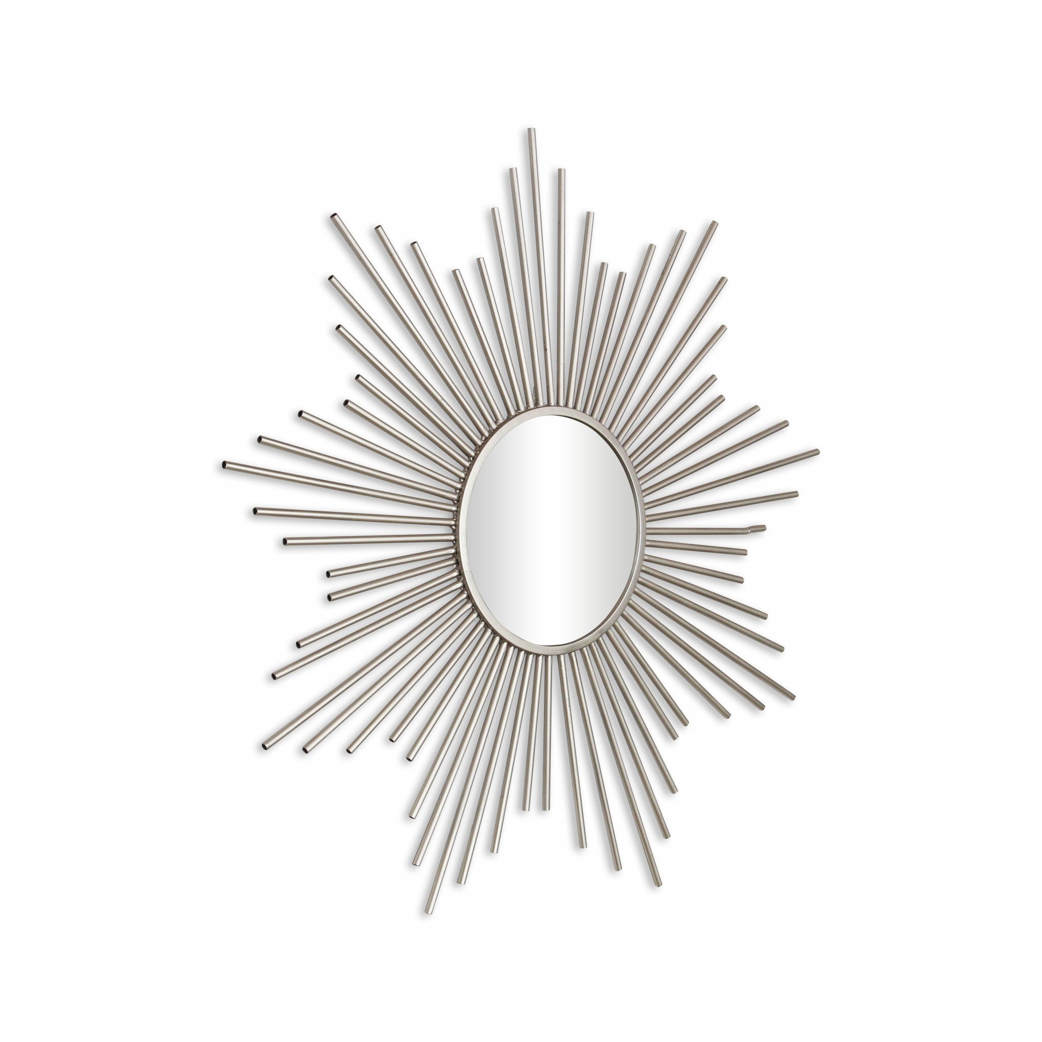 Silver Metal Sunburst Framed Accent Mirror - 32-inch