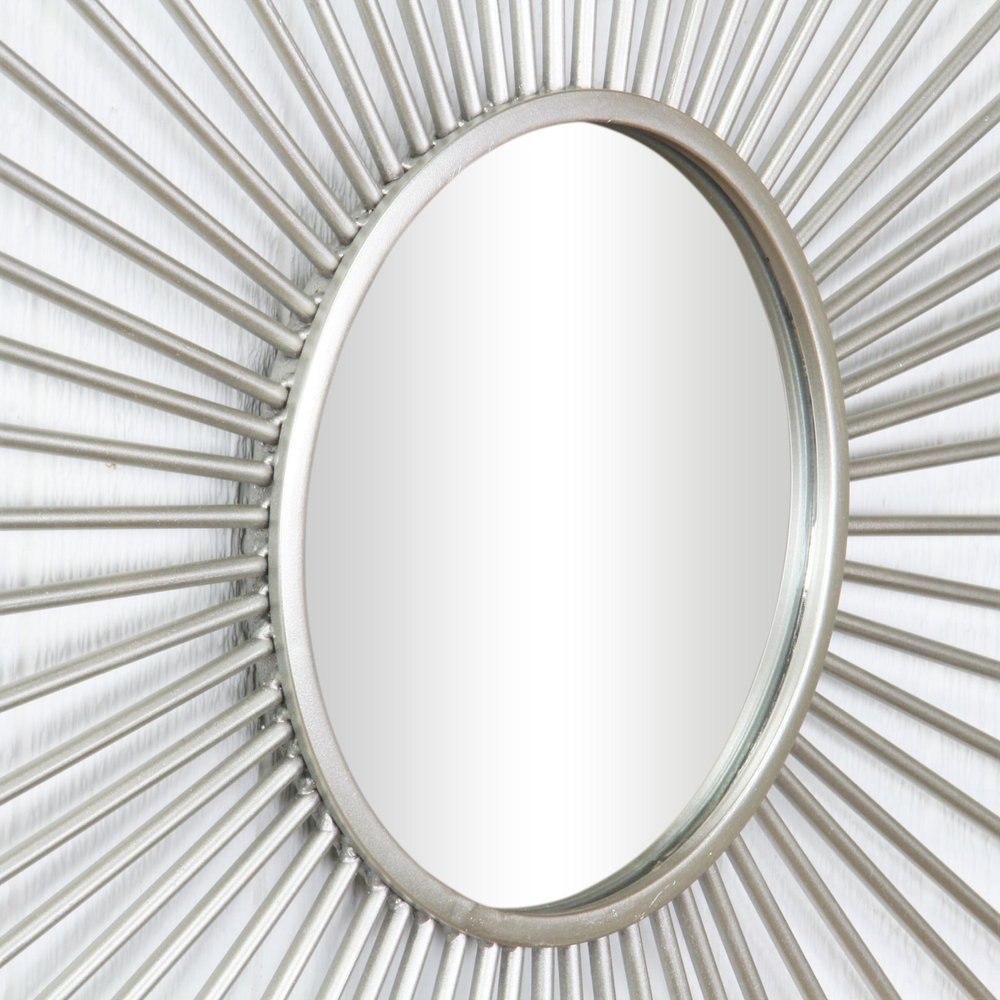 Silver Metal Sunburst Framed Accent Mirror - 32-inch