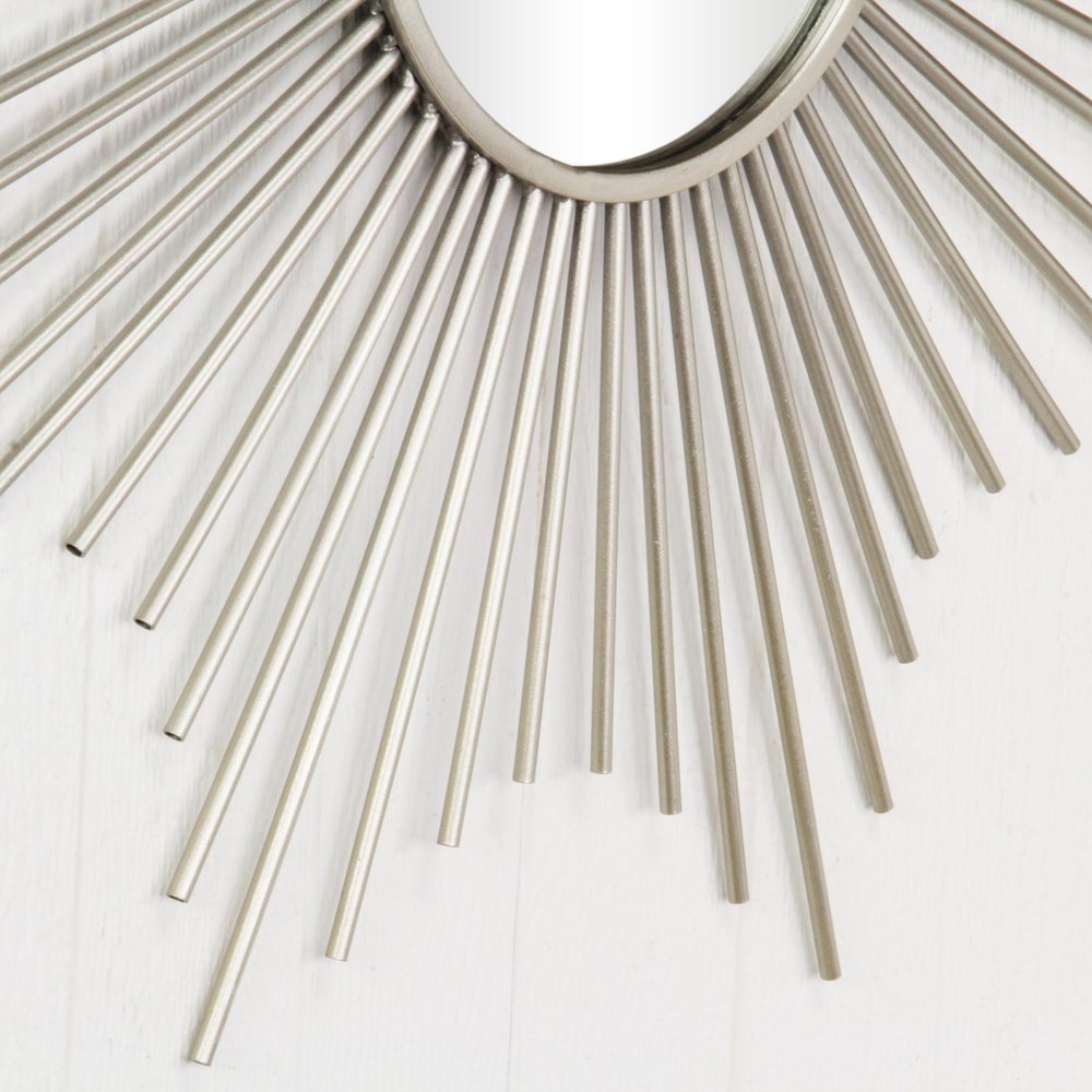 Silver Metal Sunburst Framed Accent Mirror - 32-inch