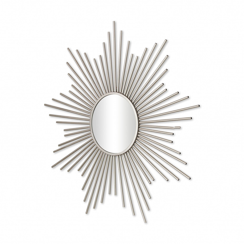 Silver Metal Sunburst Framed Accent Mirror - 32-inch