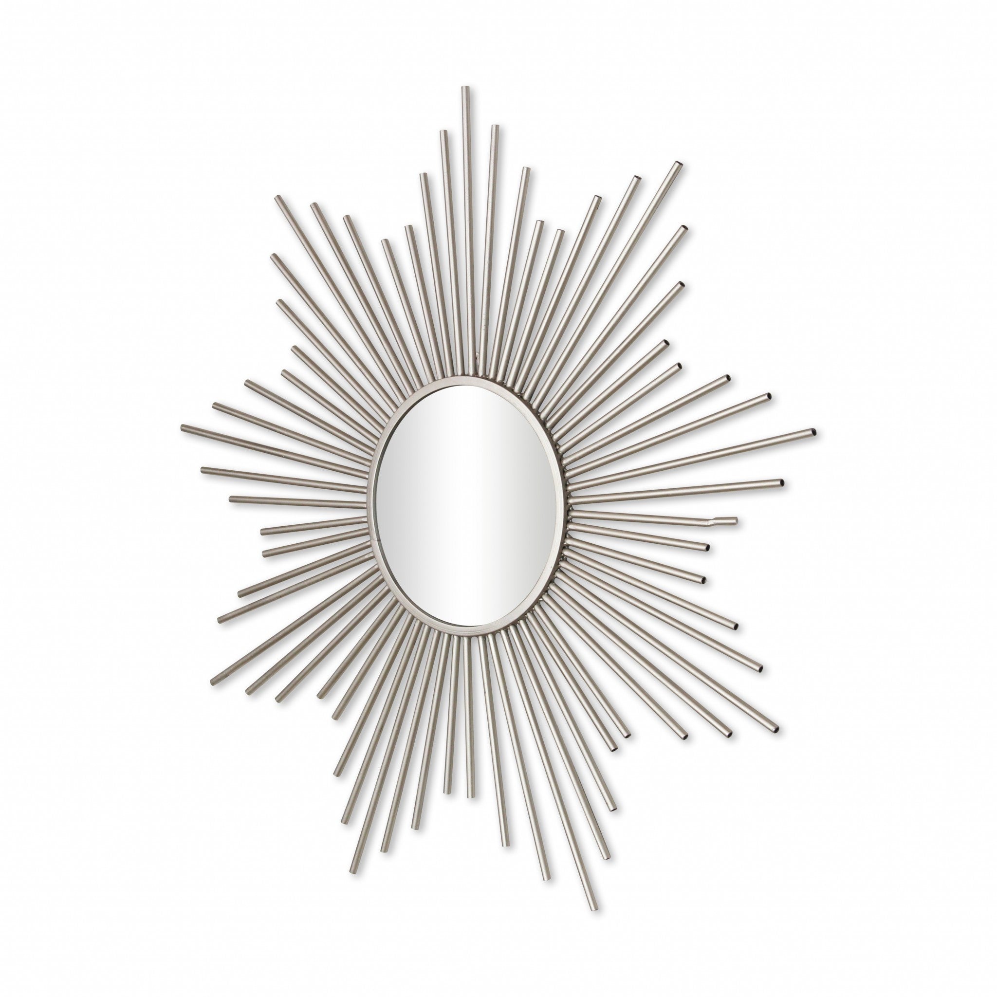 Silver Metal Sunburst Framed Accent Mirror - 32-inch
