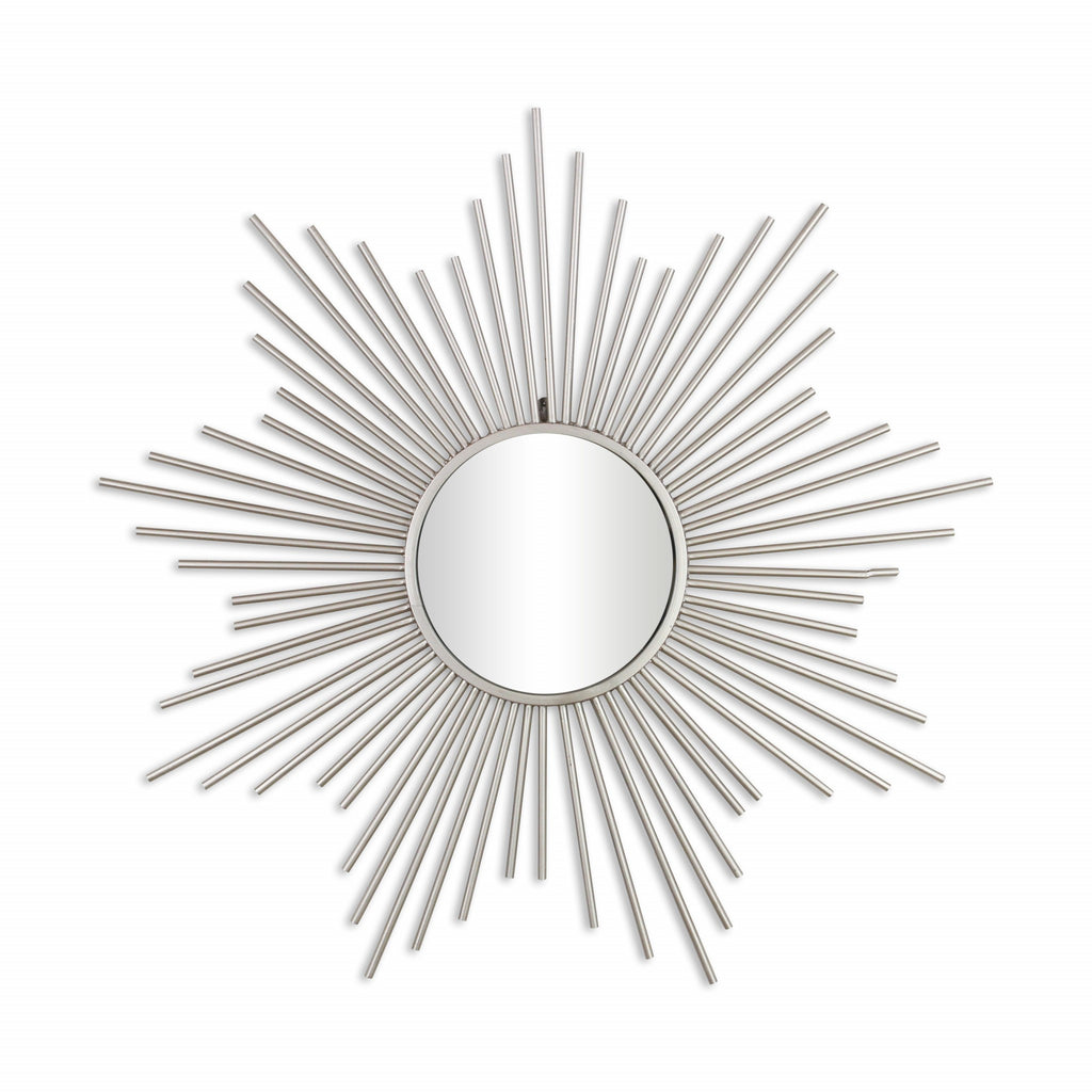 Silver Metal Sunburst Framed Accent Mirror - 32-inch